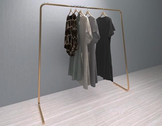 Quality Gold Plating Shop Display Fixtures Retail Clothing Display Racks Simple Design for sale