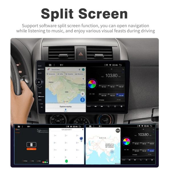 Dashboard Placement 1Din Android System Car Radio with 9/10 Inch Touch Screen and Knob
