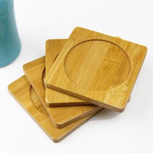 China 9cm Blank Bamboo Coasters Round Square Bamboo Plant Saucer European Style Mat wholesale