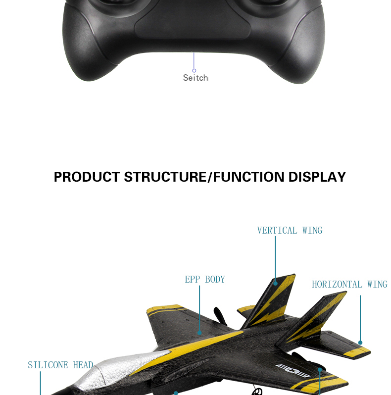 2.4G 2CH Fx635 Fixed Wing EPP Foam RC Glider Airplane F35 RTF Remote Control Plane Model with AA*2 Controller Battery
