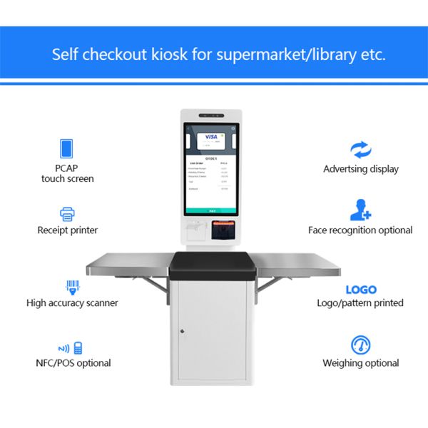 Self Service Check Out Kiosk Payment POS Machine For Supermarket