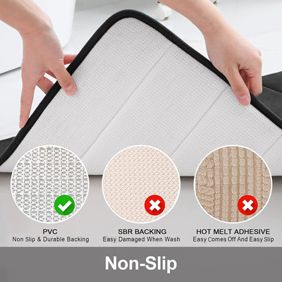 Black Rubber Soft Memory Foam Bath Mats Non Slip Absorbent