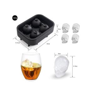 MHC Food Grade 4 Cavity Ice Cube Trays Silicone Ice Cube Tray Mold Flexible Freezer Safe Cake Moulds
