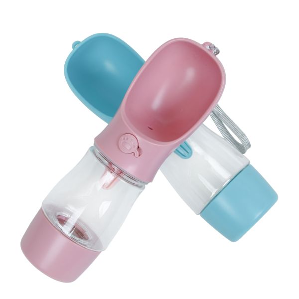 2 In 1 Pet Water Bottle Dispenser Dog Luxury Outdoor Portable One Button Control