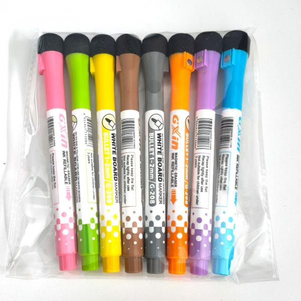 Office and School Essential 8 Colors Set Dry Erase Markers with Magnetic Whiteboard
