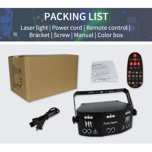 15 Eyes RGB Party Lights Stage Light by DMX512 Control Sound Activated LED Pattern Strobe Lights for Parties Club Bar Di