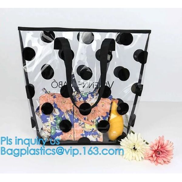 stationery packaging clear pvc handle bag, bag handle pvc beach bag for beach leisure, Handle PVC Bag With Button