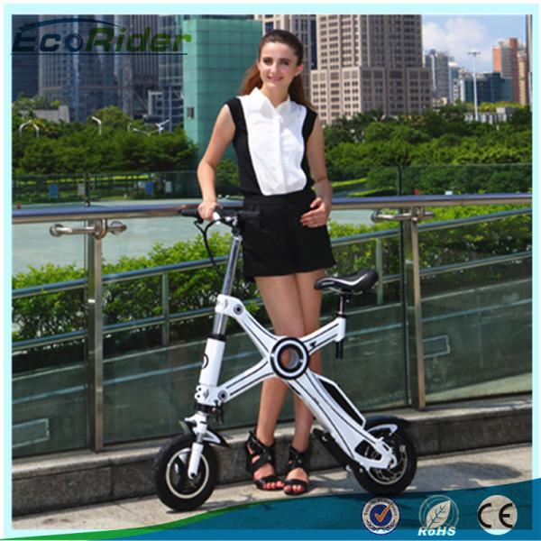 Quality Light Weight Foldable Electric Bicycle with Seat , Electric Bike Kit Lithium Battery for sale