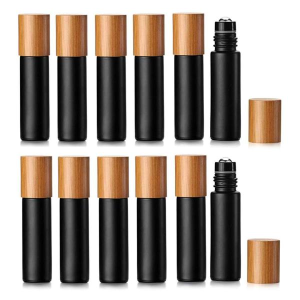 Quality 10ml 22/400 Essential Oil Bottles Bamboo Cap 22mm Clear Glass Roller Bottles for sale