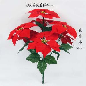China 7 Heads Artificial Poinsettia Christmas Flowers wholesale