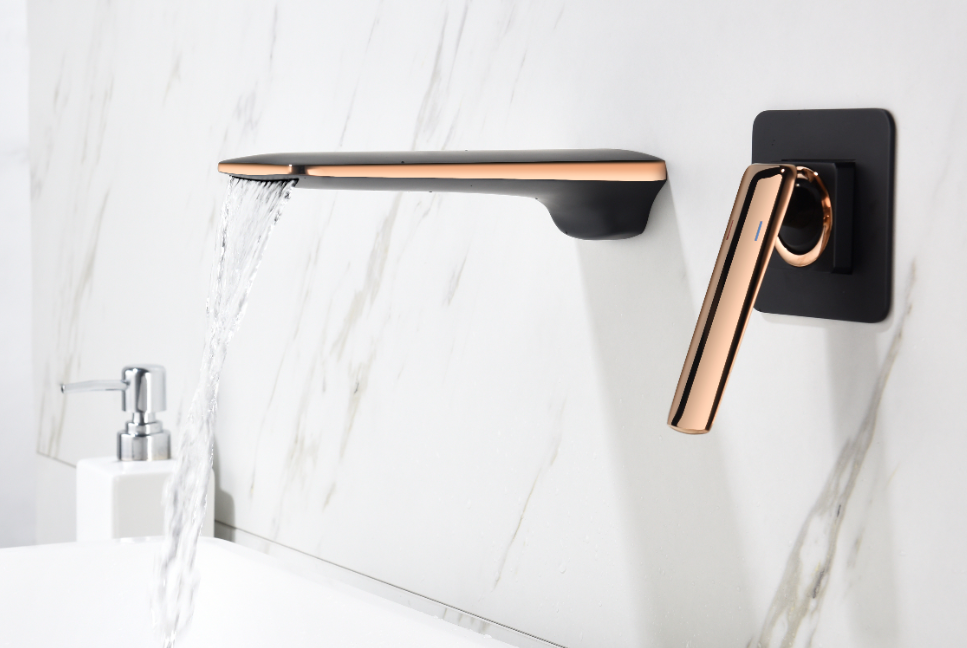 Black Golden Copper Waterfall ODM Concealed Basin Faucet