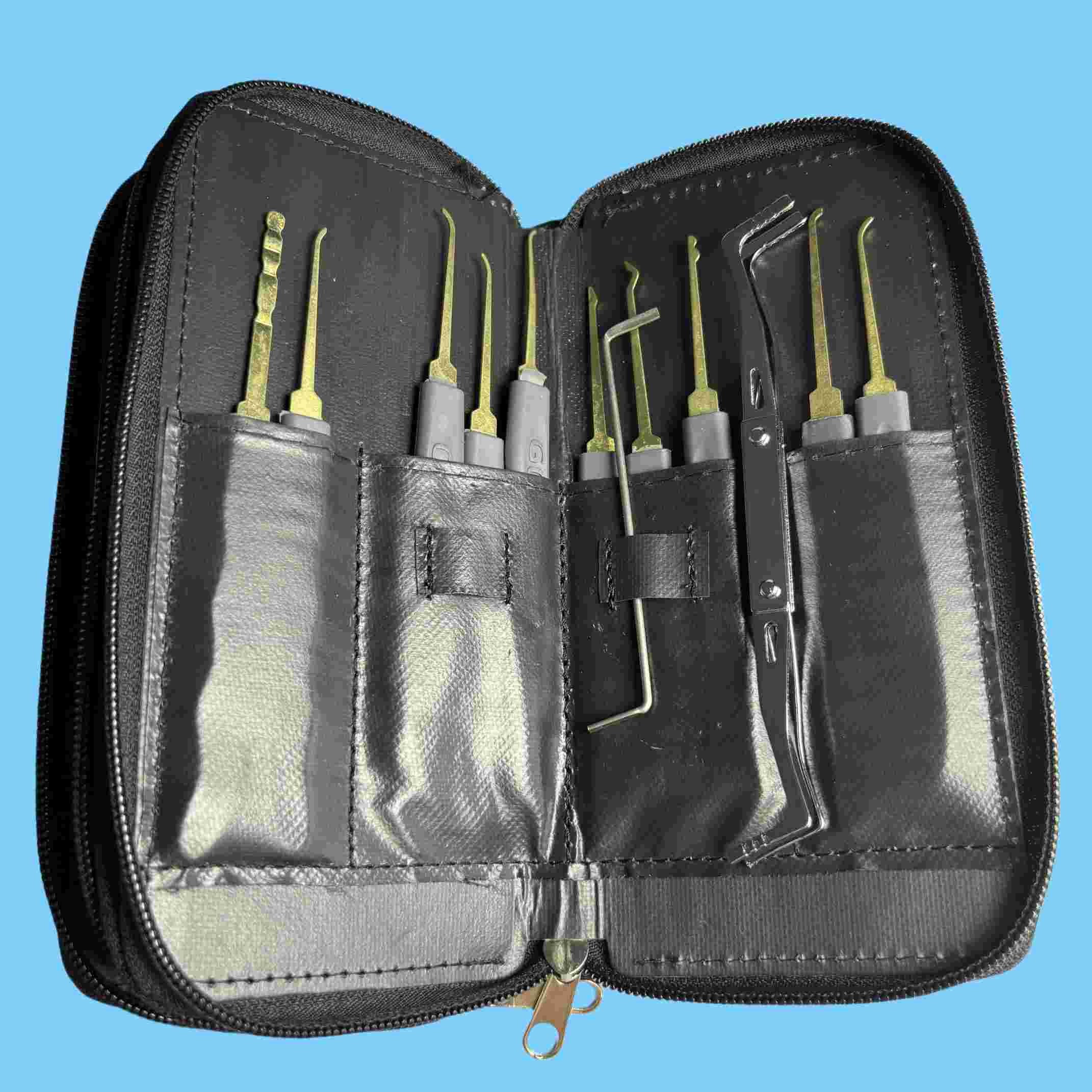 Grey Hand Practice Padlock Set Steel Lock Pick Sets 24Pcs XQ Goso