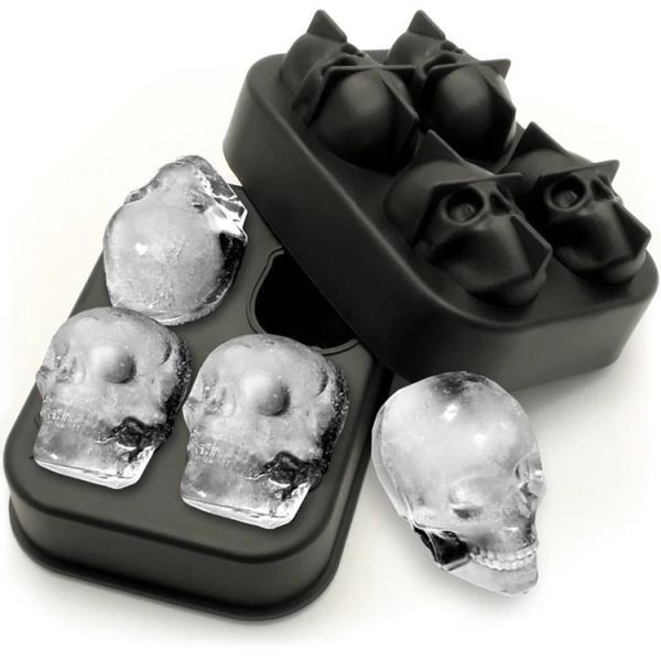 Quality Eco Friendly 4 Grid 3D Skull Silicone Ice Cube Trays for sale