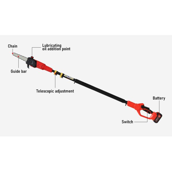 Outdoor Power Tools 6-Inch Electric Battery And Charger Pole Saw