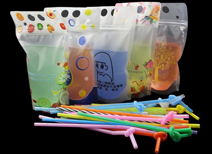 biodegradable eco-friendly FDA clear juice sealed drink pouches translucent reclosable hand held zipper plastic drinking