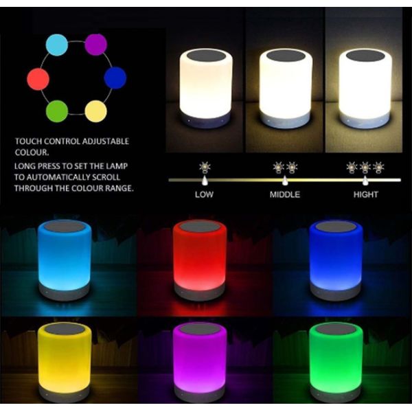 Touch Control Wireless LED Light Bluetooth Speaker Color Changing 1.6W Power