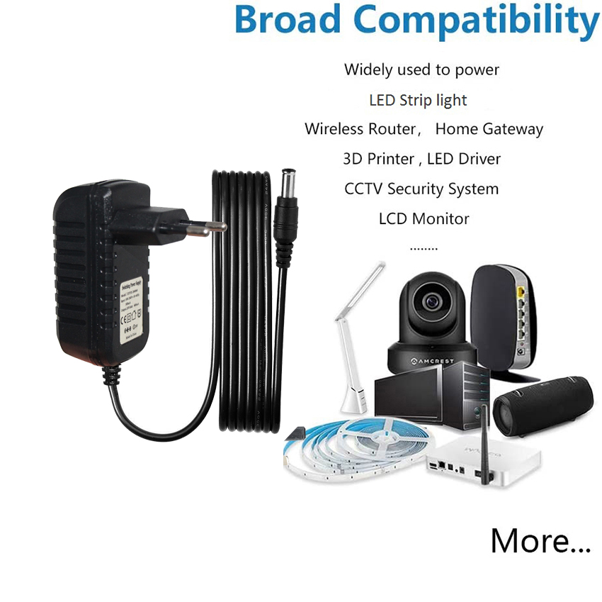 CE Certified 12V 2A EU Plug Power Supply Adapter
