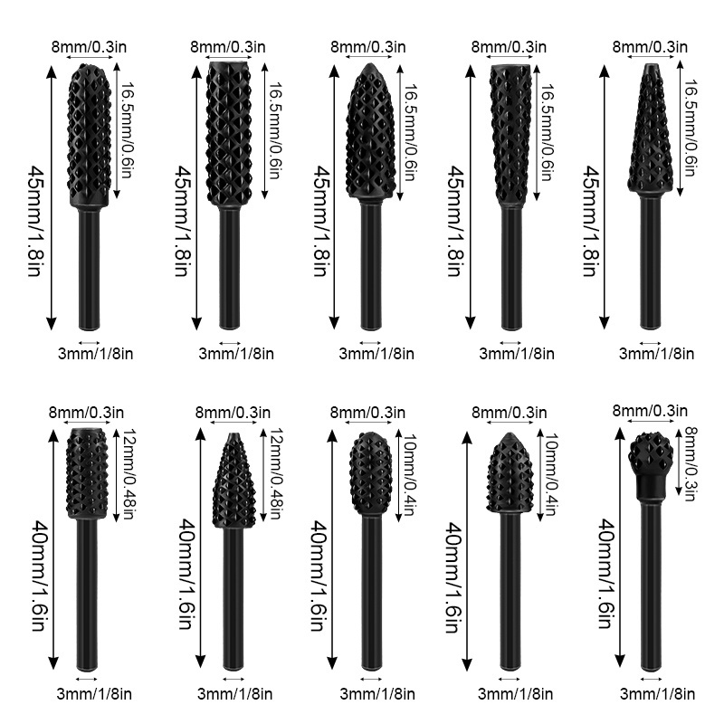 5 PCS/Set Wood Bits Grinding Woodworking Hand Tool Rotary Craft Files High Quality 1/4&quot; Shank Rotary Rasp File Rasp Burrs