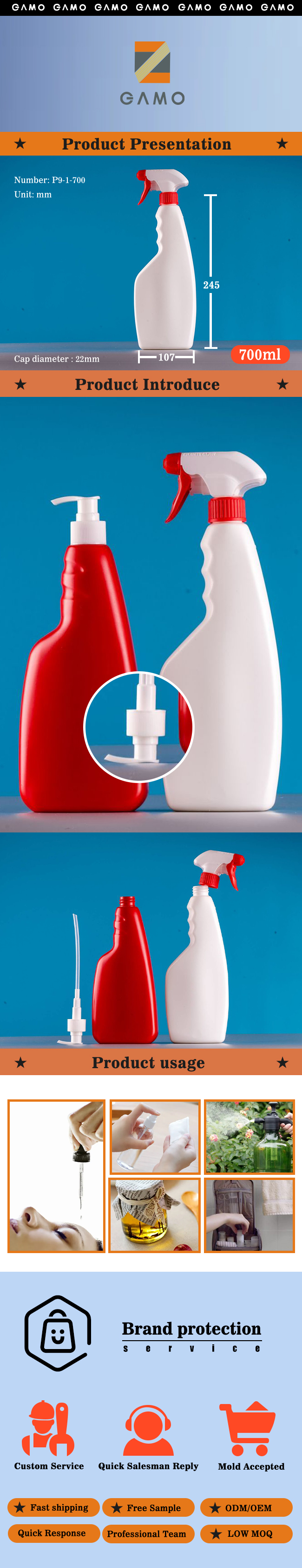 700ML High Quality Red Custom Empty Plastic Liquid Laundry Detergent Bottle Car Washing