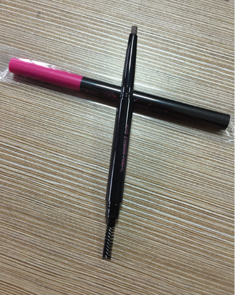 Double eyebrow pencil with brush, custom permanent makeup eyebrow pencil