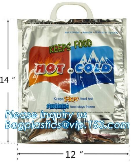 Custom Packing Aluminum Foil Zip-Lock Grocery Handle Thermal Insulation Cooler Bag For Outdoors,Promotional Insulated La
