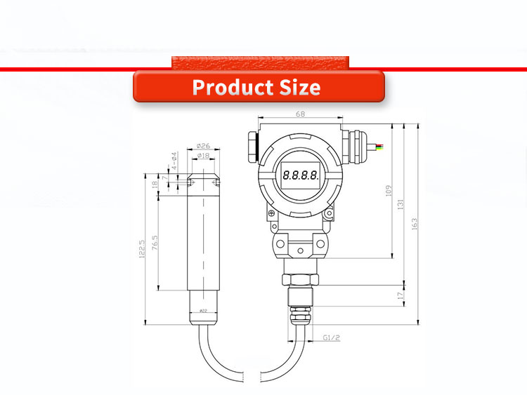 Liquid Level Transmitter For UBPT500-601TSY Explosion Proof Level Sensor
