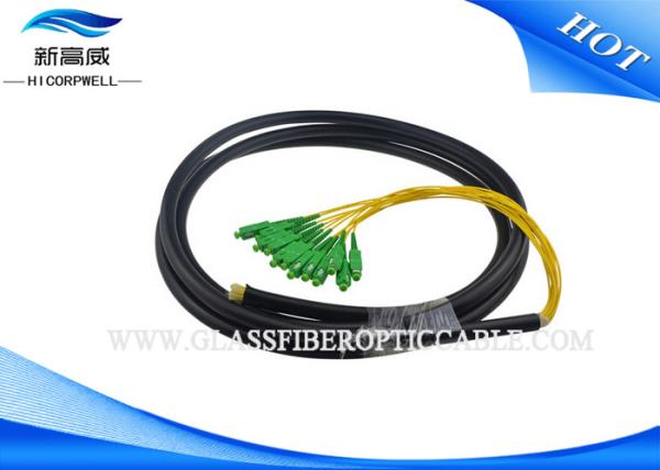 Quality 4 / 8 / 12 Core Waterproof Fiber Pigtails Patch Cords , SC APC Multi Mode Fiber Pigtail for sale