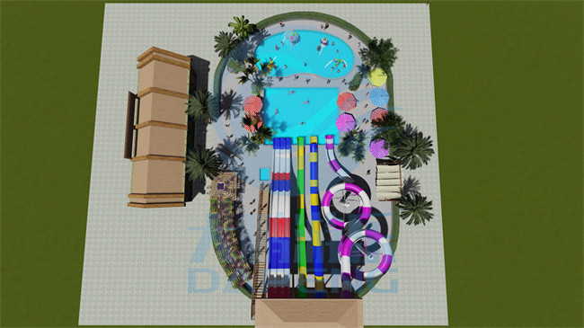 OEM 4000 Sqm Lazy River Water Park Customized With Swimming Pool Slides