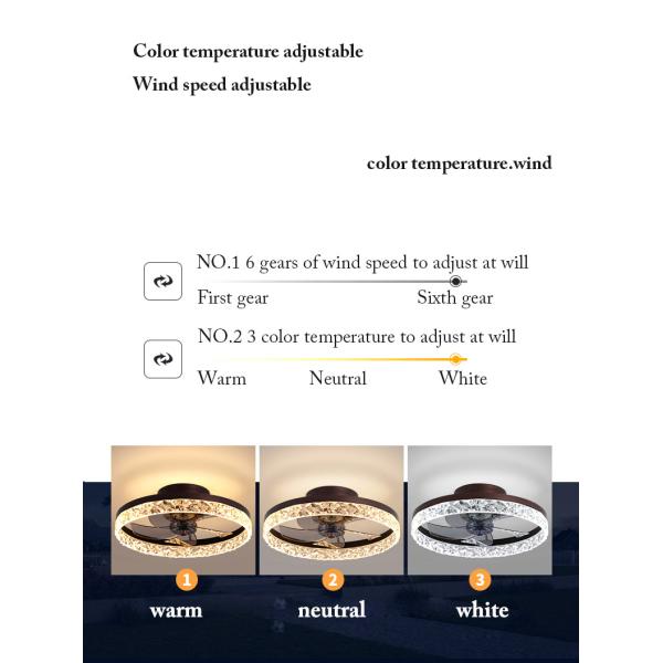 Modern Ceiling Lights Fans Lamp LED Remote Control Changeable Adjustable Indoor Home Decoration Living Dining Room 30W