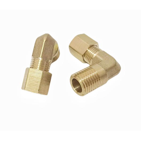CNC Brass 90 Degree Elbow With Compression Fittings 1/2x1/2 NPT