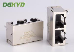 China 1x2 Ganged Tow Port Shielded Rj45 Modular Jack Without Internal Filter , 10p8c wholesale