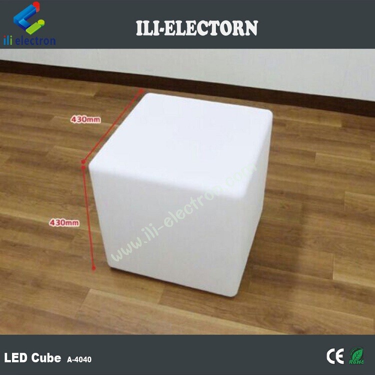 Muti-Color LED Illuminated Cube Stools 40 Cm Rechargeable Remote Control