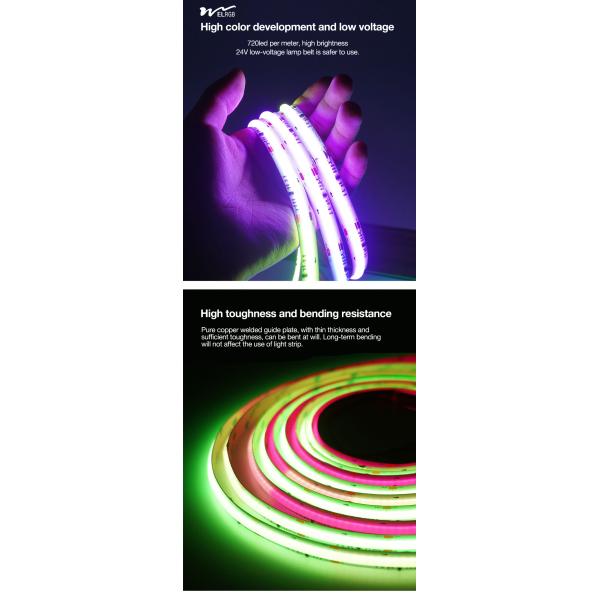 840Leds/M 24V IP65 Waterproof Flexible RGB LED Strip Light with Voice Control and 3-