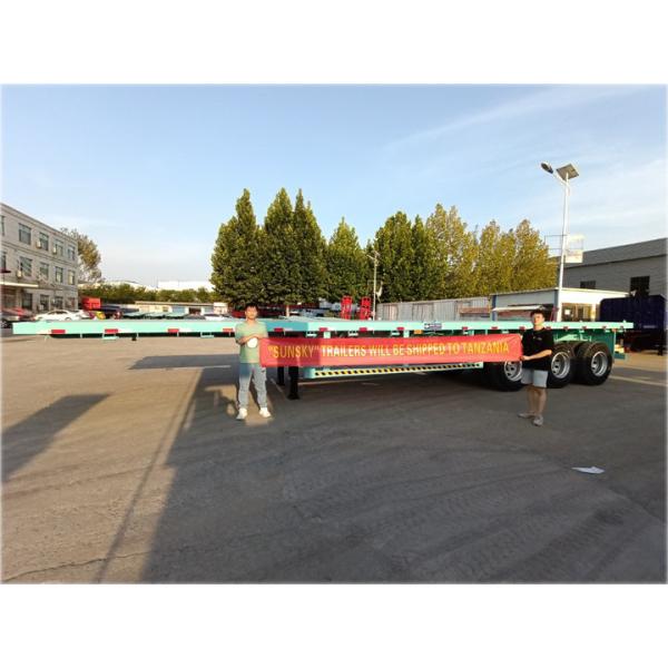 Carbon Steel 40ft 3 Axle Flatbed Trailer For Carrying Container