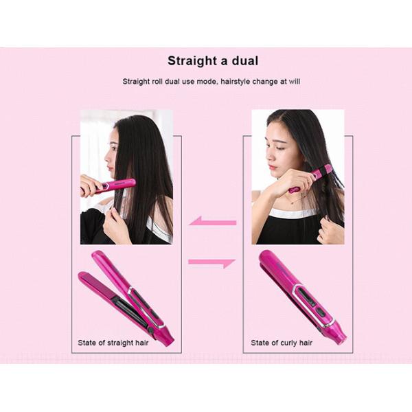 Durable Reusable Cordless Mini Flat Iron , 30s Heating Hair Straightener Plus Curler