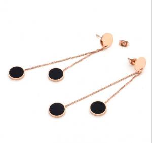 China Long Tassel Stainless Steel Earring, High-end Black Drop Earring for Girls Long Dangle Fashion Jewelry on sale