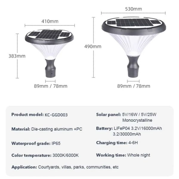 solar garden light parameter
