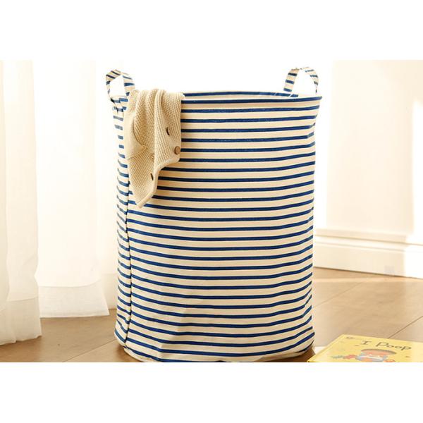 Laundry basket storage bag large box customizable colors stripe Green blue Cotton Linen