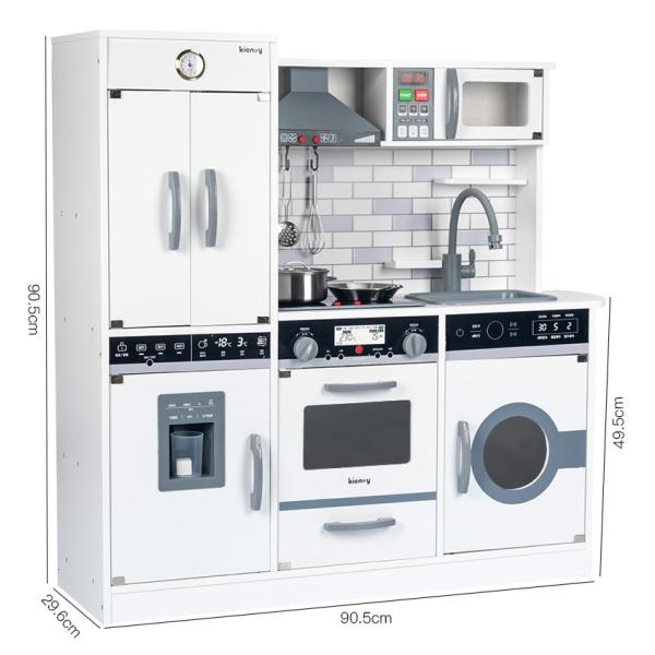 Large 82.5cm Refrigerator Wooden Miniature Kitchen Set Stove White Black