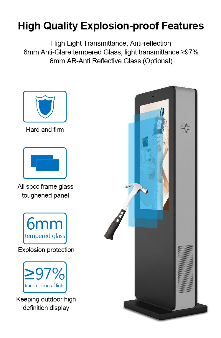 Outdoor Air Conditioner Lcd Digital Signage Touch Screen 98inch Lcd Kisok Display Durable