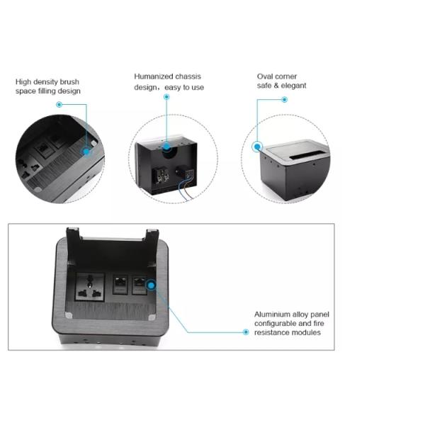 Computer Desk Wire Management Brush Flip Up Table Socket / Mount Socket Outlet