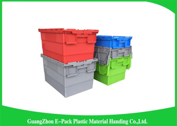 Quality Nestable heavy duty plastic storage containers with attached lids stackable for sale
