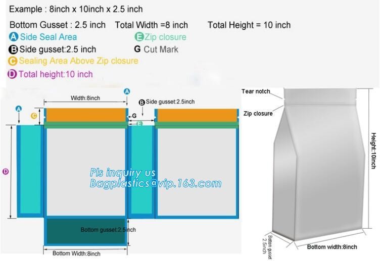 quad seal bottom and bottom load metallized film slider zipper packaging bag, Metal Zipper Printing PVC Slider Bags