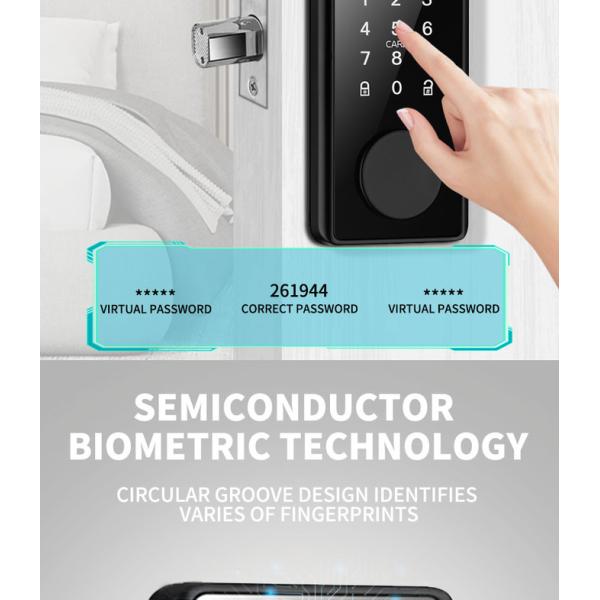 Fingerprint Deadbolt Door Lock High Security Biometric Password Unlock Smartphone Remote Control Access