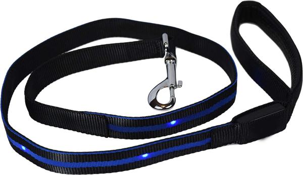 Quality 7 Colors Illuminated Dog Leash 1" x 6' Soft Padded Handle Lasting Long Time for sale