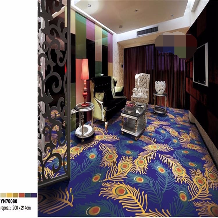 China stock beautiful printed blue wall to wall nylon carpet