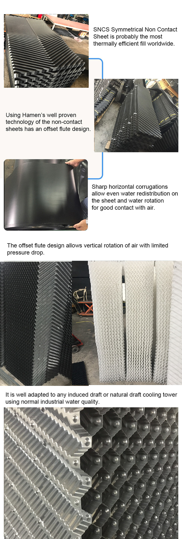 Induced Draft Cooling Tower Fill Material Cooling Tower Fill Pack Counter Flow 610mm 3