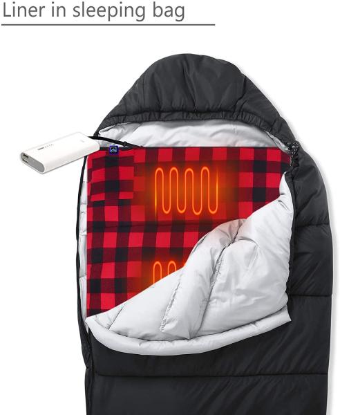 Quality 61cm Width Electric Sleeping Bag Liner , Self Heating Sleeping Bag With 5V 2A Power for sale