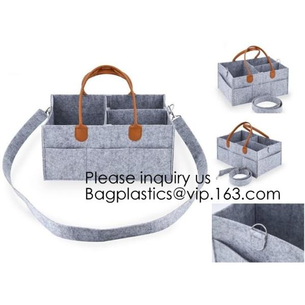 Customized Size Wholesale Felt Baby Diaper Bag,Multi-colored felt baby diaper caddy organizer with PU handle Multiple La