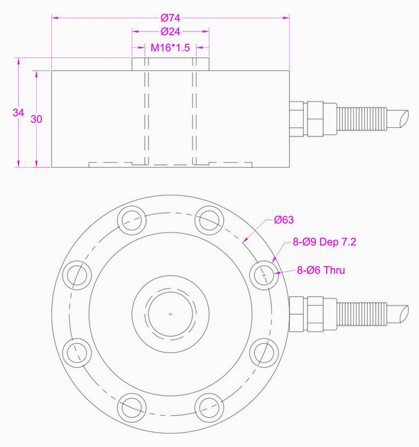 Compression Load Cell Force Transducer 5000N